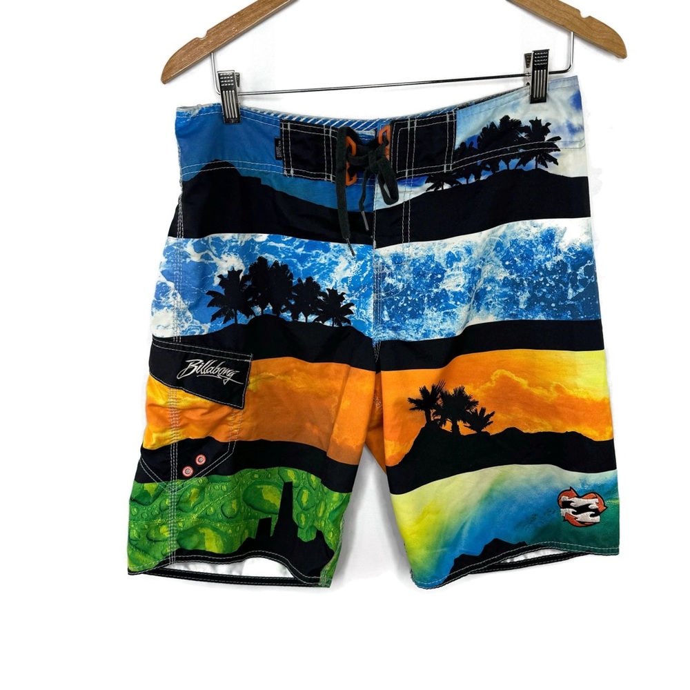 Billabong Island waves print Velcro Fly Boardshorts Men’s size 32
